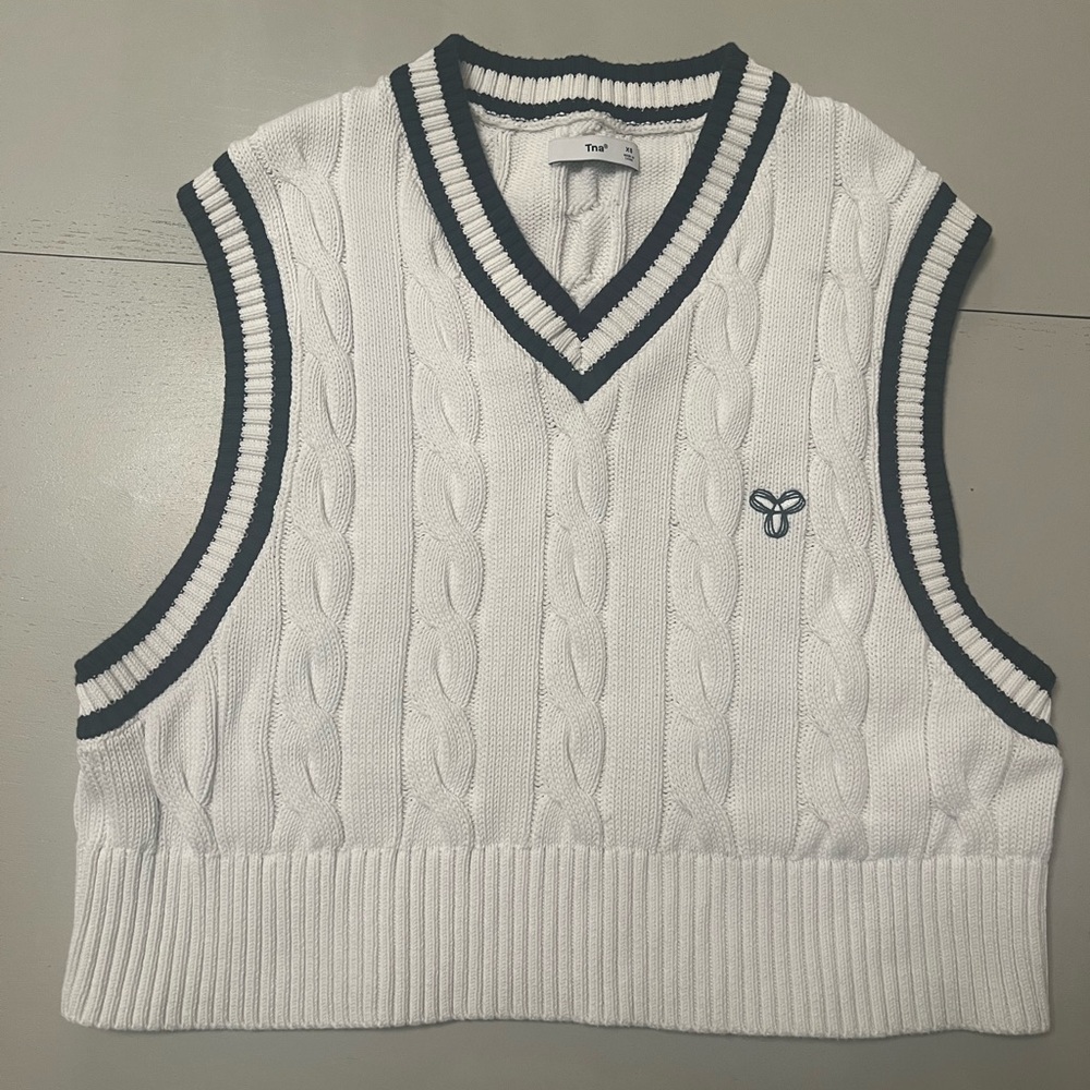 TNA cropped cable knit vest